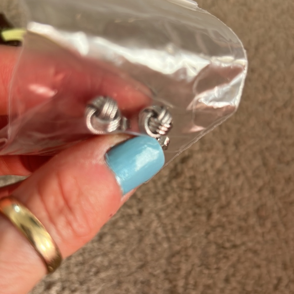 Ross + Simons Italian 14kt white gold love knot earring studs - Picture 2 of 11